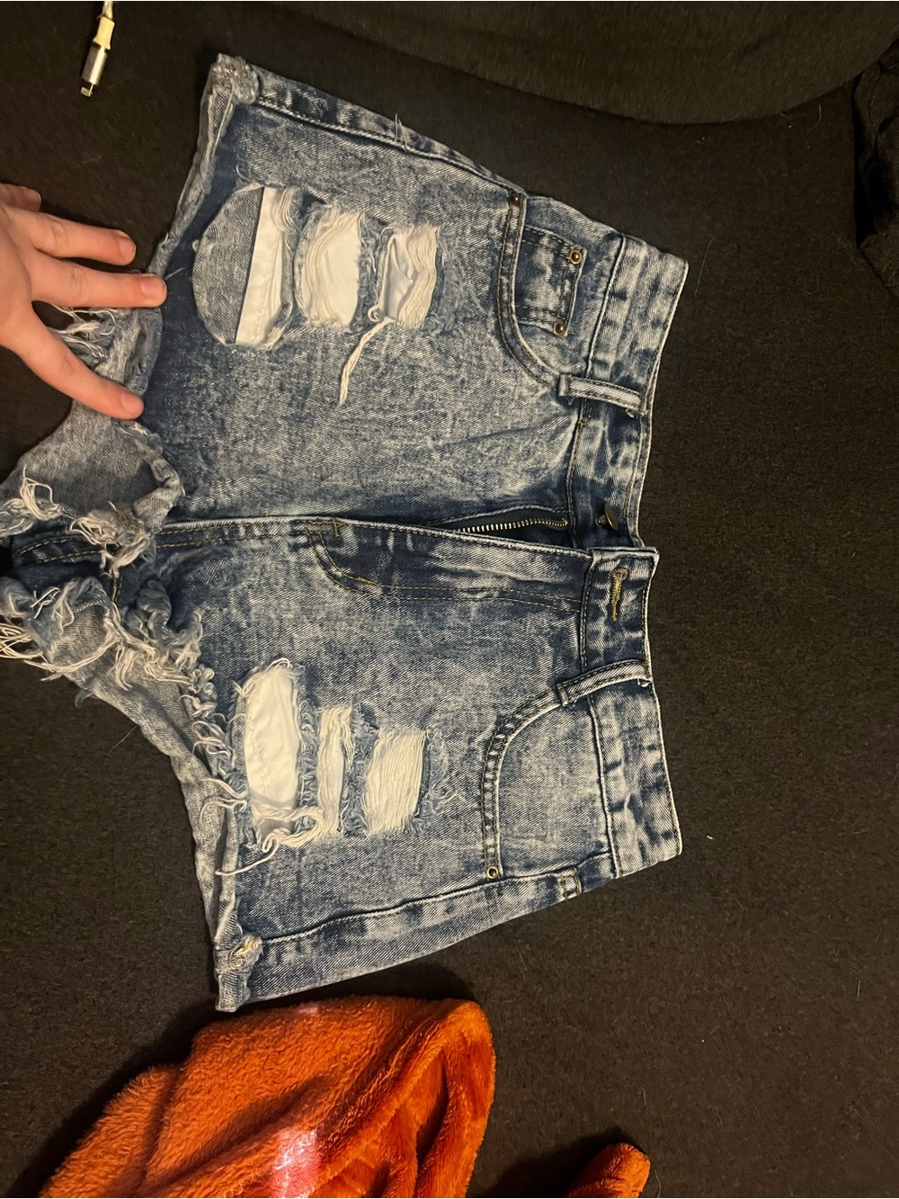 SHEIN Light Blue Acid Wash Denim Shorts